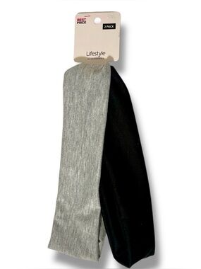 LifestyIe Women’s Stretch Headbands - 2 Pack Black and Gray - New